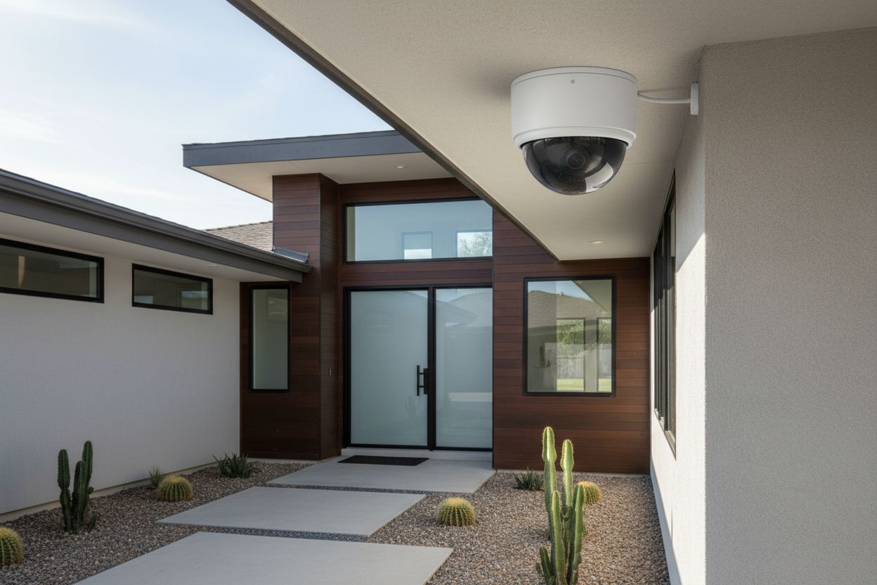 Caméra de surveillance devant maison moderne